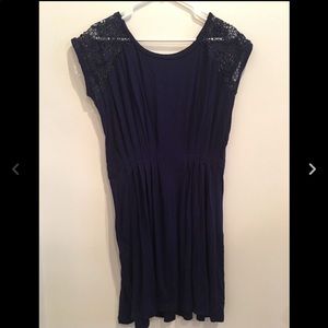 Free People Blue Lace Shoulder Dress Medium EUC